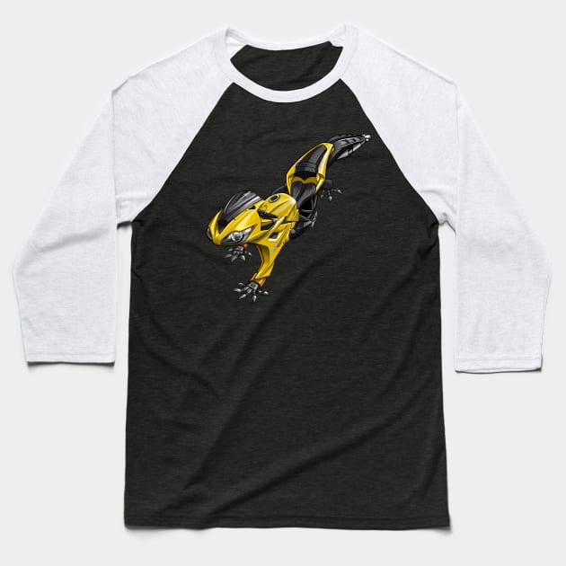 Triumph Daytona Gecko Yellow Baseball T-Shirt by MOTORIND